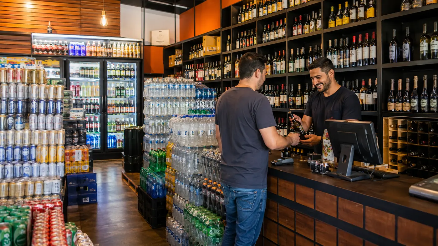 Depósito de bebidas e adega com atendimento no balcão