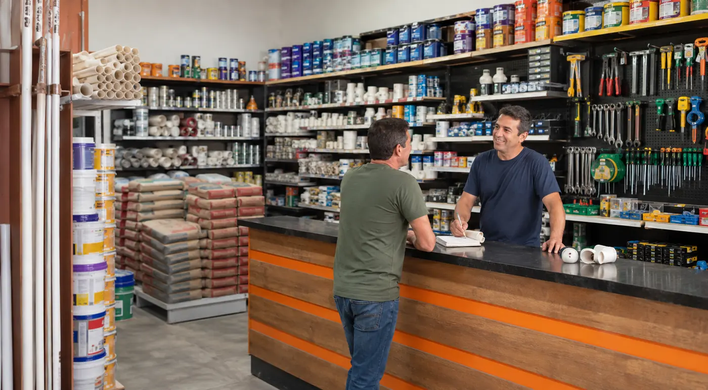 Loja de materiais de construção com atendimento no balcão