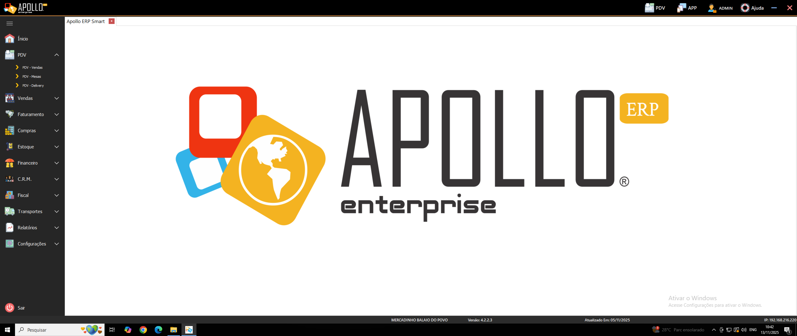 Tela de abertura e Menu principal